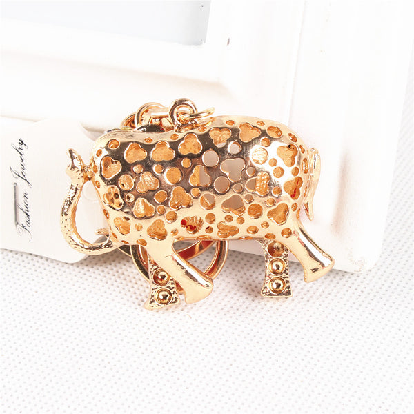 Lovely Elephant Oval Opal Crystal Rhinestone Charm Pendant Purse HandBag Key Ring Chain Creative Party Gift Accessories