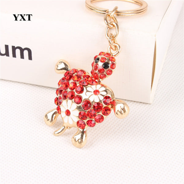 Lovely Tortoise Turtle Creative Cute Red Crystal Charm Pendant Purse Bag Car Key Ring Keychain Favorite New Gift Collection