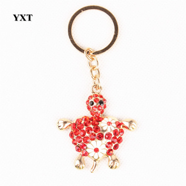 Lovely Tortoise Turtle Creative Cute Red Crystal Charm Pendant Purse Bag Car Key Ring Keychain Favorite New Gift Collection