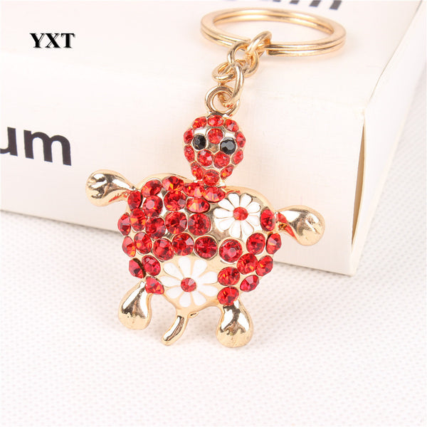 Lovely Tortoise Turtle Creative Cute Red Crystal Charm Pendant Purse Bag Car Key Ring Keychain Favorite New Gift Collection