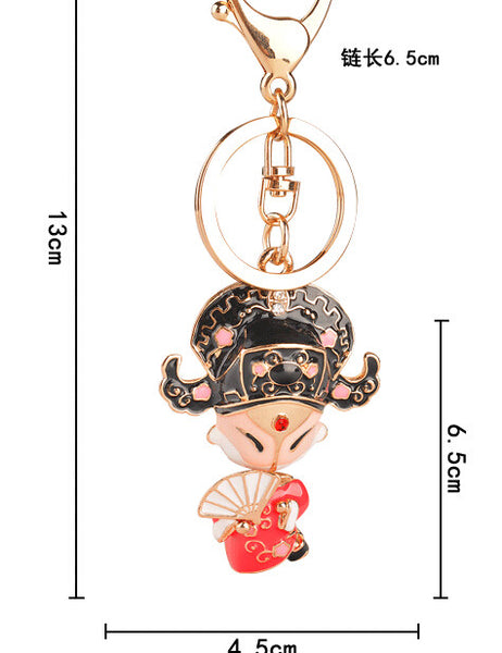 Lovers gifts Drop Shipping Chinese Tradition Alloy Peking Opera 3D Car Keychain Bags Charm Purse Pendant Keyring key chain