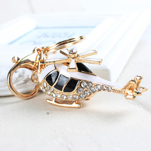 Mini Plane Helicopter Charm Pendant Lovely Crystal Purse Bag Car Keyring Key Chain Jewelry friend Gift