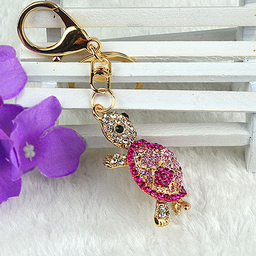 NEW Newest Style Crystal Rhinestone Tortoise Keyring Charm Pendant Purse Bag Key Ring Chain Gift  7EF7 957P