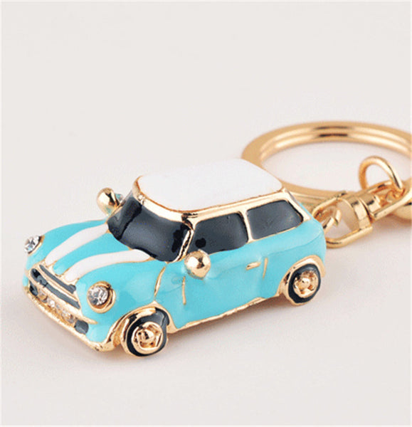 New Arrival Cute Rhinestone Mini Car Key chains Ring Metal Keychain Keyring Gift Purse Bag Handbag Charm Pendant Women Jewelry