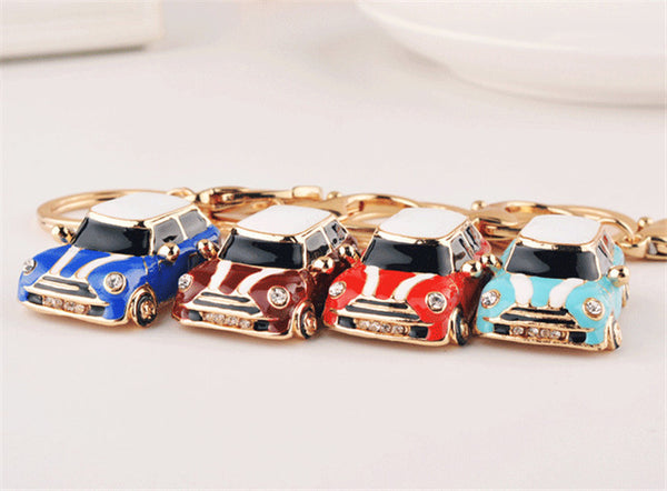 New Arrival Cute Rhinestone Mini Car Key chains Ring Metal Keychain Keyring Gift Purse Bag Handbag Charm Pendant Women Jewelry