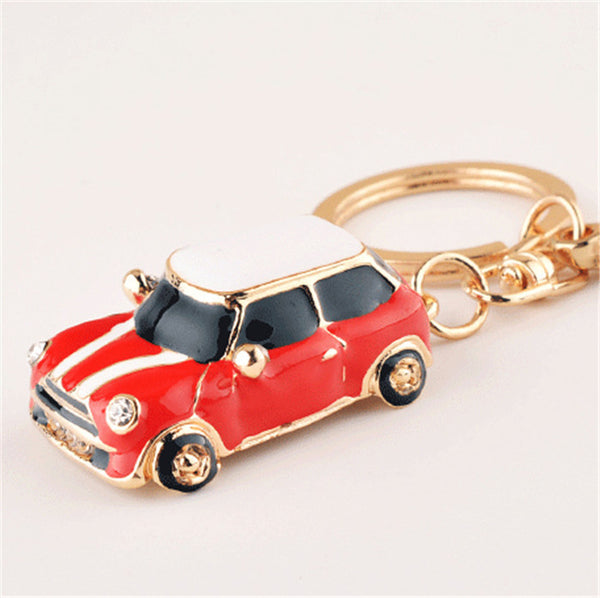 New Arrival Cute Rhinestone Mini Car Key chains Ring Metal Keychain Keyring Gift Purse Bag Handbag Charm Pendant Women Jewelry
