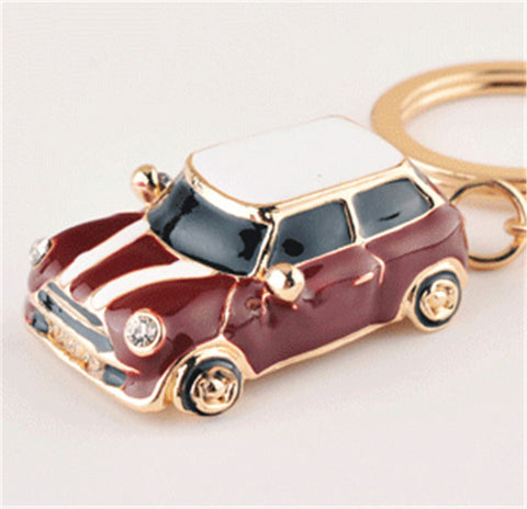 New Arrival Cute Rhinestone Mini Car Key chains Ring Metal Keychain Keyring Gift Purse Bag Handbag Charm Pendant Women Jewelry