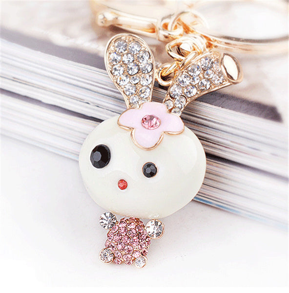 New Arrival Lovely Wink Bunny Rhinestone Keyrings Novelty Items For Women Purse Bag Charms Jewelry Free Shipping