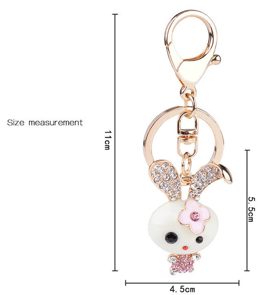 New Arrival Lovely Wink Bunny Rhinestone Keyrings Novelty Items For Women Purse Bag Charms Jewelry Free Shipping