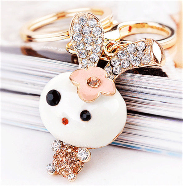 New Arrival Lovely Wink Bunny Rhinestone Keyrings Novelty Items For Women Purse Bag Charms Jewelry Free Shipping