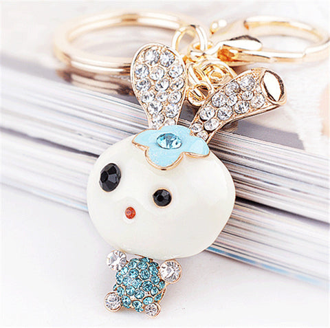 New Arrival Lovely Wink Bunny Rhinestone Keyrings Novelty Items For Women Purse Bag Charms Jewelry Free Shipping