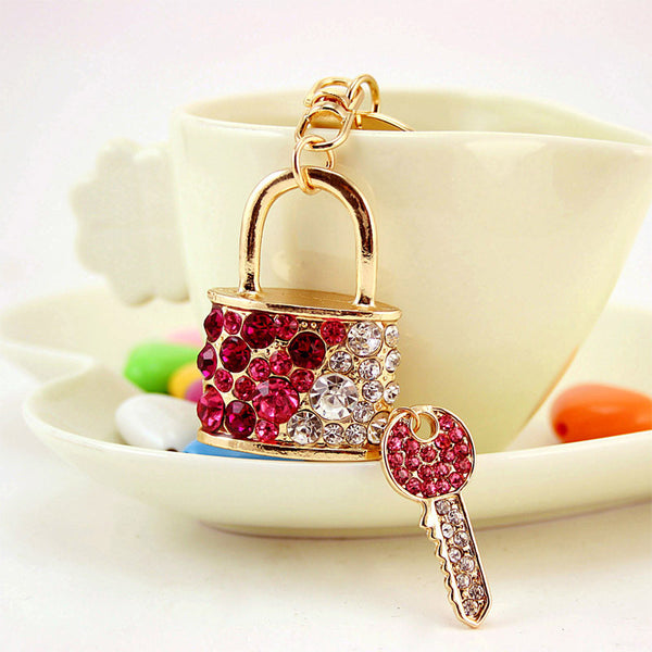 New Crystal lock KeyChain Purse Bag Charm Pendant Key Chain YSK-279