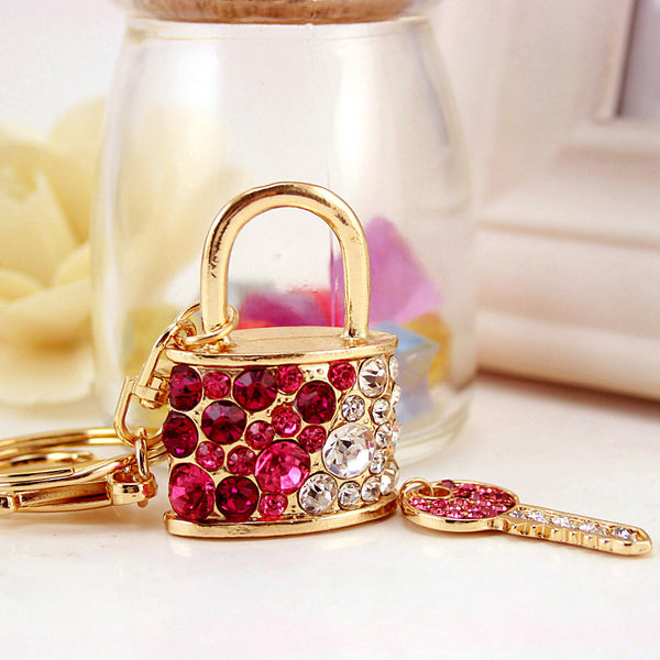 New Crystal lock KeyChain Purse Bag Charm Pendant Key Chain YSK-279