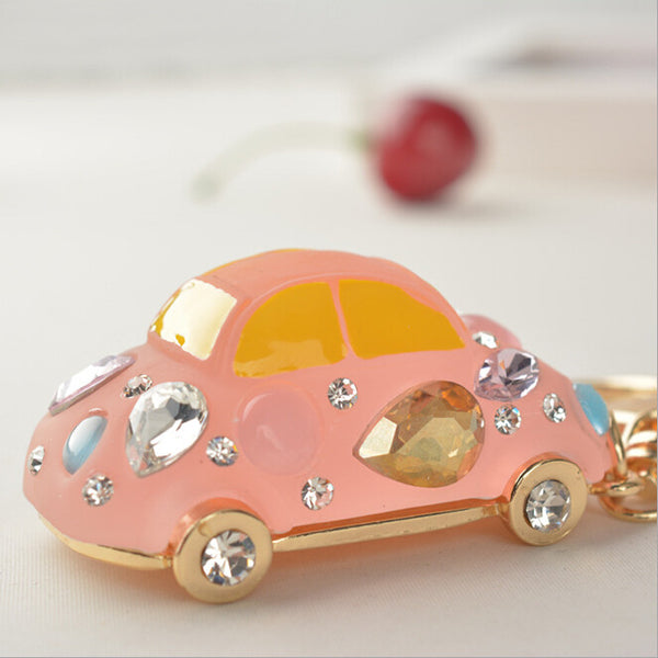 New Cute Rhinestone Mini Car Key chains Ring Fashion Metal Keychain Keyring Gift Purse Bag Handbag Charm Pendant Women Jewelry