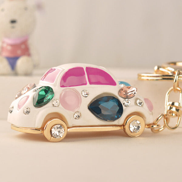 New Cute Rhinestone Mini Car Key chains Ring Fashion Metal Keychain Keyring Gift Purse Bag Handbag Charm Pendant Women Jewelry