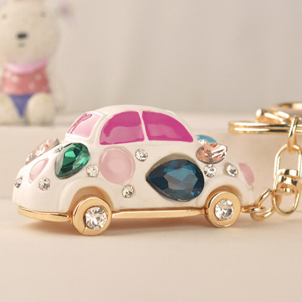 New Cute Rhinestone Mini Car Key chains Ring Fashion Metal Keychain Keyring Gift Purse Bag Handbag Charm Pendant Women Jewelry