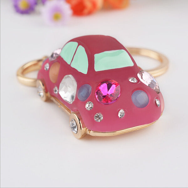 New Cute Rhinestone Mini Car Key chains Ring Fashion Metal Keychain Keyring Gift Purse Bag Handbag Charm Pendant Women Jewelry