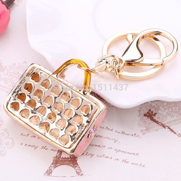 New Design keychain!Novelty trinket Gift Crystal handbag purse Keychains Alloy bag Keyring Charm Jewelry bolsos key holder