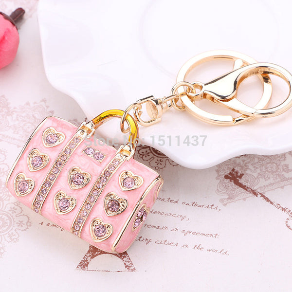 New Design keychain!Novelty trinket Gift Crystal handbag purse Keychains Alloy bag Keyring Charm Jewelry bolsos key holder