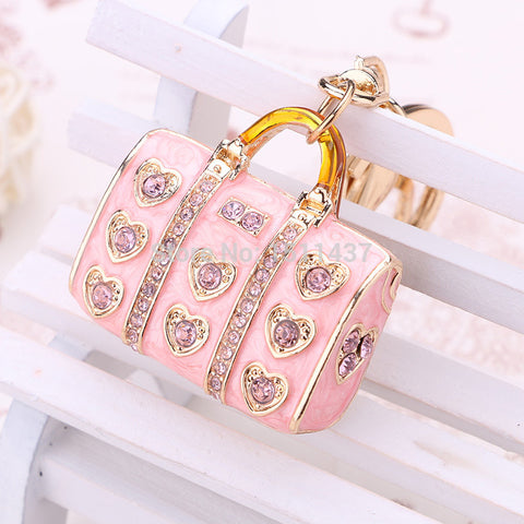 New Design keychain!Novelty trinket Gift Crystal handbag purse Keychains Alloy bag Keyring Charm Jewelry bolsos key holder