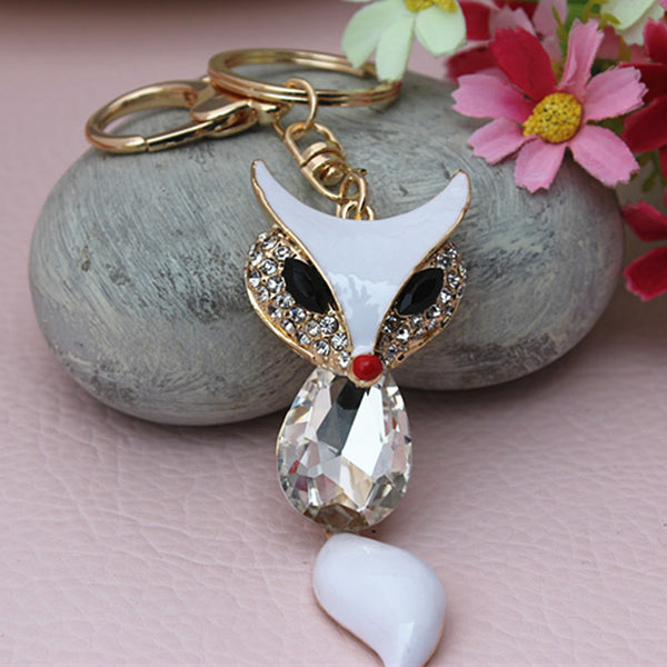 New Designer Crystal Sexy Fox Keychain With Beautiful Tassel Fashion Keyring Purse Handbag Charm Accessory Gift Free Shipping