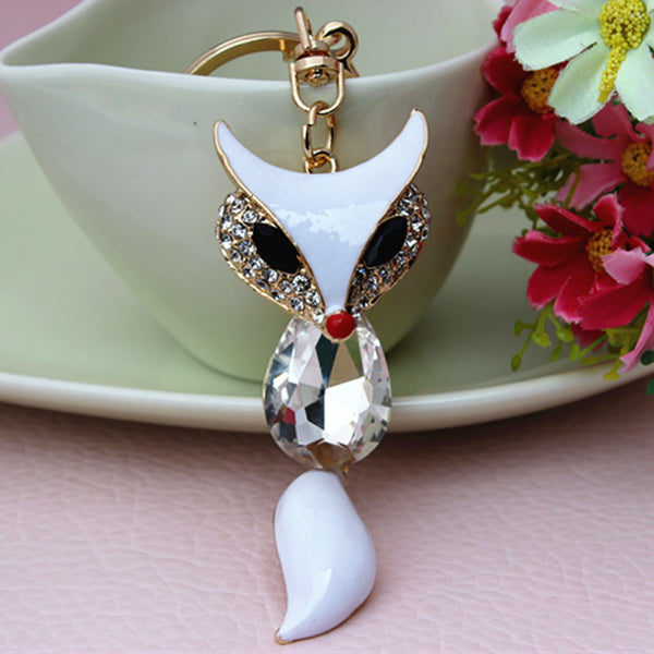 New Designer Crystal Sexy Fox Keychain With Beautiful Tassel Fashion Keyring Purse Handbag Charm Accessory Gift Free Shipping