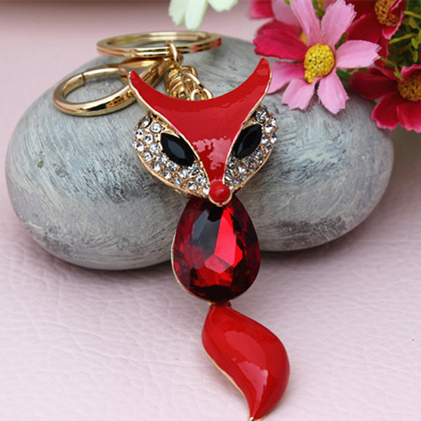 New Designer Crystal Sexy Fox Keychain With Beautiful Tassel Fashion Keyring Purse Handbag Charm Accessory Gift Free Shipping
