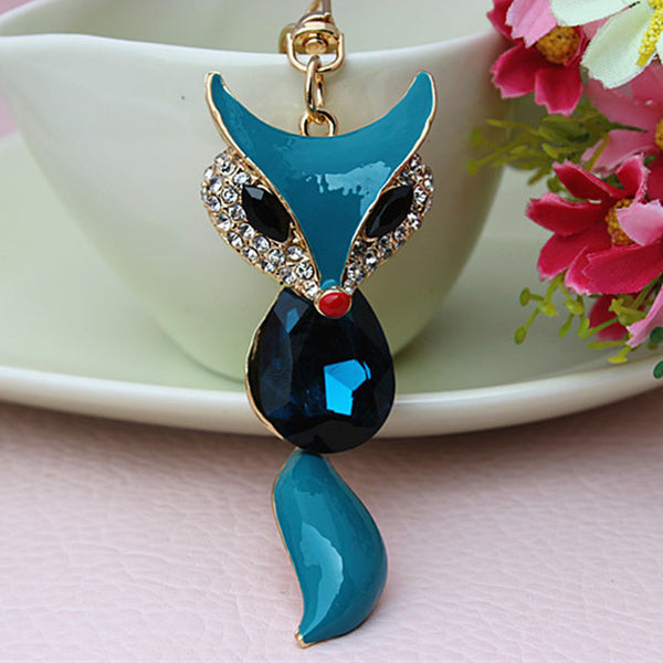 New Designer Crystal Sexy Fox Keychain With Beautiful Tassel Fashion Keyring Purse Handbag Charm Accessory Gift Free Shipping