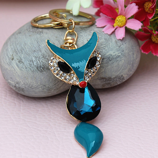 New Designer Crystal Sexy Fox Keychain With Beautiful Tassel Fashion Keyring Purse Handbag Charm Accessory Gift Free Shipping