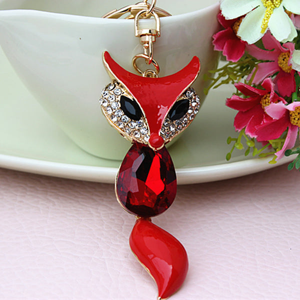 New Designer Crystal Sexy Fox Keychain With Beautiful Tassel Fashion Keyring Purse Handbag Charm Accessory Gift Free Shipping