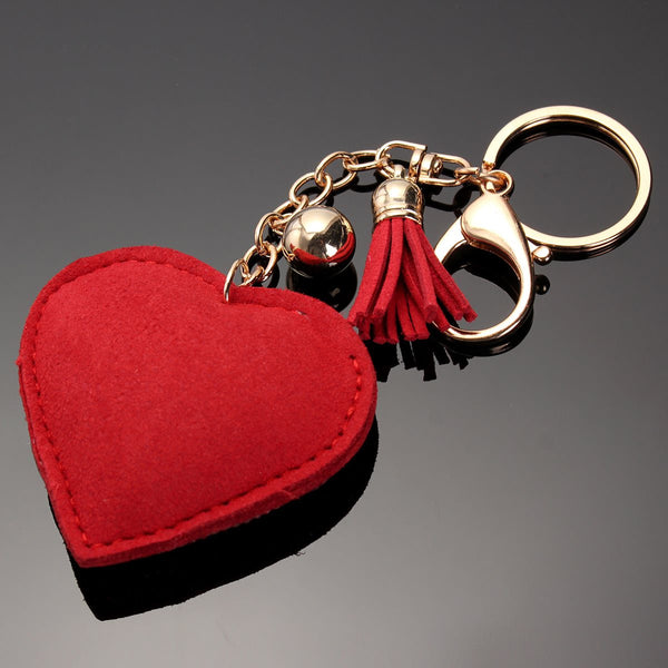 New Heart Pendant Key Charm Chain Faux Crystal Keyring Purse Car Alloy Keyfob Tassel Bag Pendant 2 Color DIY Fashion Jewelry