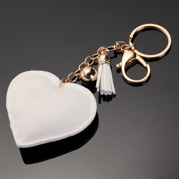 New Heart Pendant Key Charm Chain Faux Crystal Keyring Purse Car Alloy Keyfob Tassel Bag Pendant 2 Color DIY Fashion Jewelry