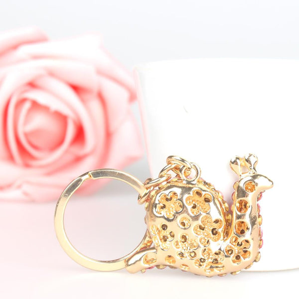 New Pink Snail Cute Crystal Charm Purse Handbag Car Key Keyring Keychain Party Wedding Birthday Gift