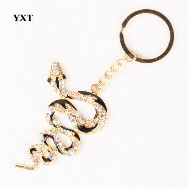 New Snake Fortune Cute Crystal Charm Pendant Purse Handbag Car Key Keyring Keychain Creative Lucky Gift Collection