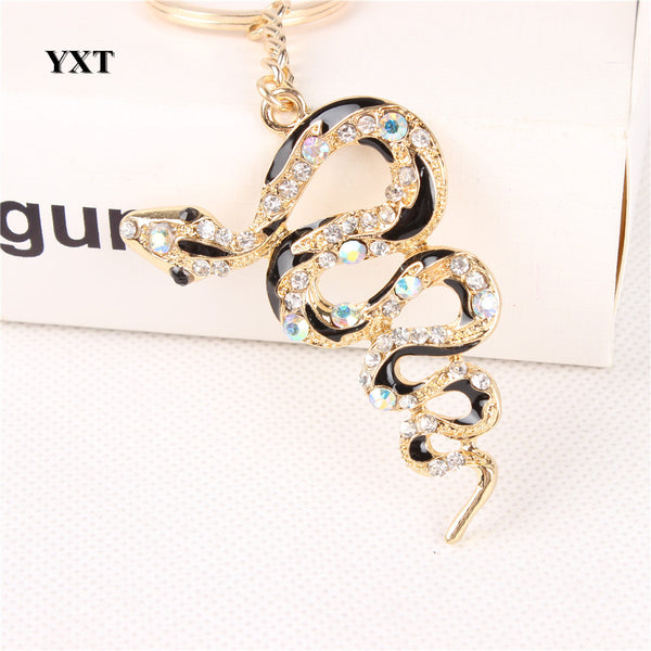 New Snake Fortune Cute Crystal Charm Pendant Purse Handbag Car Key Keyring Keychain Creative Lucky Gift Collection