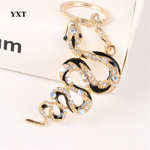 New Snake Fortune Cute Crystal Charm Pendant Purse Handbag Car Key Keyring Keychain Creative Lucky Gift Collection