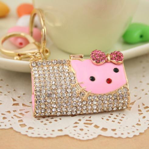 Novelty items Rhinestone Cute bow cat bag Key chains Ring Fashion Women Handbag Keychain Charm Keyring Gift Purse Bag Pendant