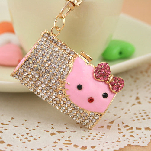 Novelty items Rhinestone Cute bow cat bag Key chains Ring Fashion Women Handbag Keychain Charm Keyring Gift Purse Bag Pendant