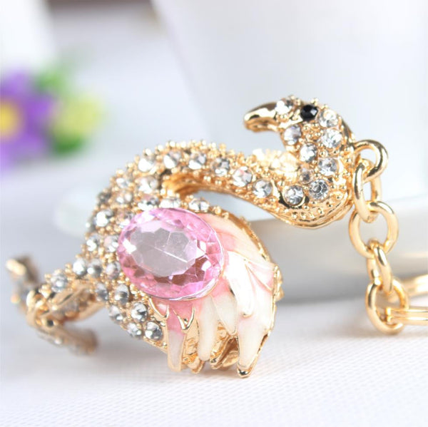 Ostrich Bird Fast Leg Lovely Cute Crystal Charm Purse Handbag Car Key Keyring Keychain Party Wedding Birthday Gift