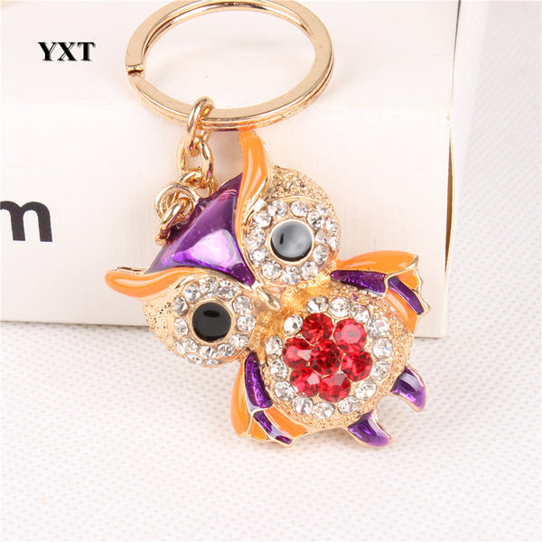 Owl Bird Animal Lovely Cute Crystal Charm Pendant Purse Handbag Car Key Keyring Keychain Party Creative Birthday Gift