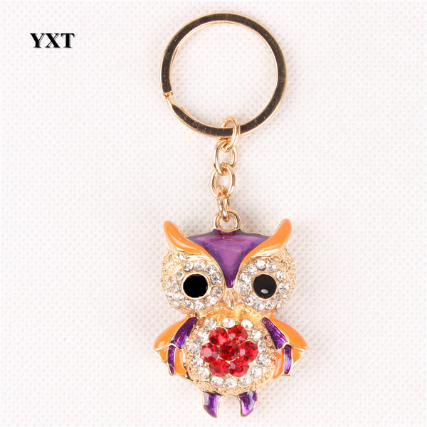 Owl Bird Animal Lovely Cute Crystal Charm Pendant Purse Handbag Car Key Keyring Keychain Party Creative Birthday Gift