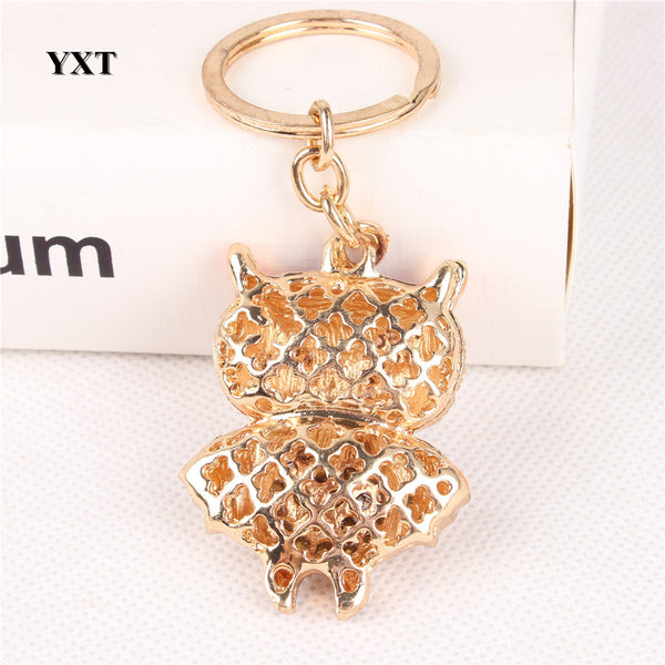 Owl Bird Animal Lovely Cute Crystal Charm Pendant Purse Handbag Car Key Keyring Keychain Party Creative Birthday Gift