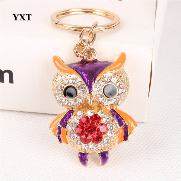 Owl Bird Animal Lovely Cute Crystal Charm Pendant Purse Handbag Car Key Keyring Keychain Party Creative Birthday Gift