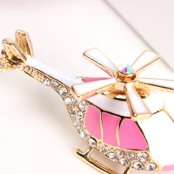 Pink Plane Helicopter Charm Pendant Lovely Crystal Purse HandBag Car Keyring Key Chain Jewelry friend Gift Accessories