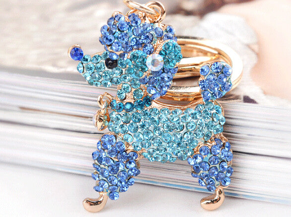 Poodle Dog Crystal Keychain Jewelry Fashion Keyring Gift Accessory Purse Charm Pendant Free Shipping