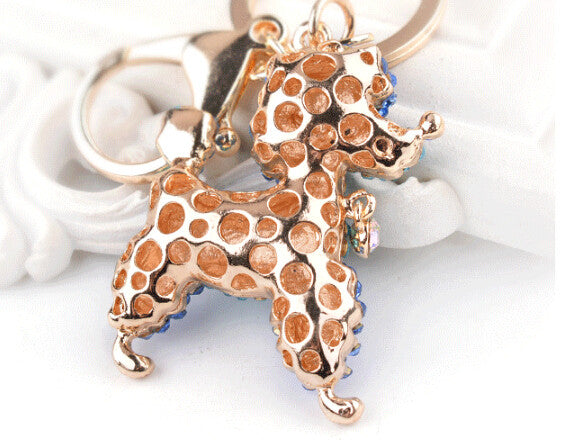 Poodle Dog Crystal Keychain Jewelry Fashion Keyring Gift Accessory Purse Charm Pendant Free Shipping