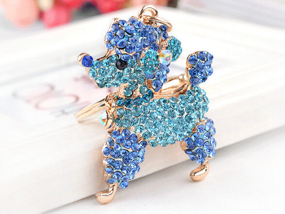 Poodle Dog Crystal Keychain Jewelry Fashion Keyring Gift Accessory Purse Charm Pendant Free Shipping