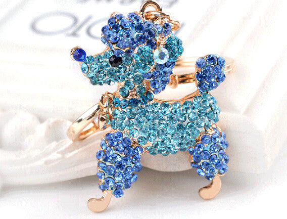 Poodle Dog Crystal Keychain Jewelry Fashion Keyring Gift Accessory Purse Charm Pendant Free Shipping