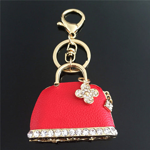 Red Handbag Lady Girl Creative Cute Crystal Charm Purse Handbag Car Key Keyring Keychain Party Wedding Delicate Gift