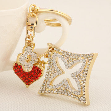 Rhinestone Clover Love Heart Tassel Keychain Fashion Metal Trinket Key Chain Ring for Women Gift Bag Purse Charm Pendant Jewelry